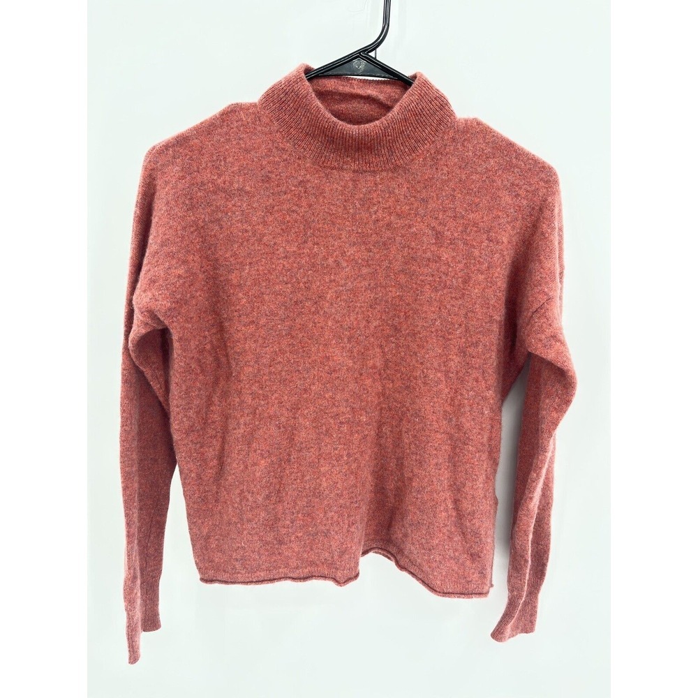 MADEWELL Cashmere Sweater Women's Size XS Mock Neck Pullover Long Sleeve Orange‎
